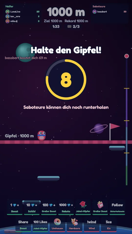 Countdown auf dem Gipfel: Halte den Gipfel!
